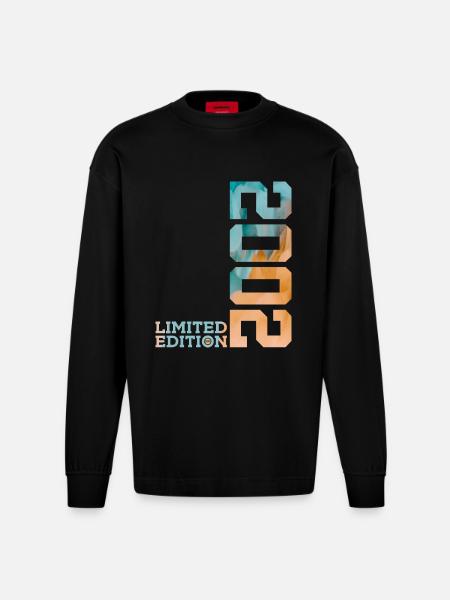 24TH BIRTHDAY LIMITED EDITION 2002 - Heavyweight Oversized Organic Longsleeve Shirt Made in EU - SOLID BLACK