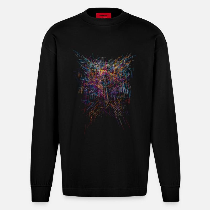 Sci-Fi Horror Design - Heavyweight Oversized Organic Langarmshirt Made in EU - SOLID BLACK
