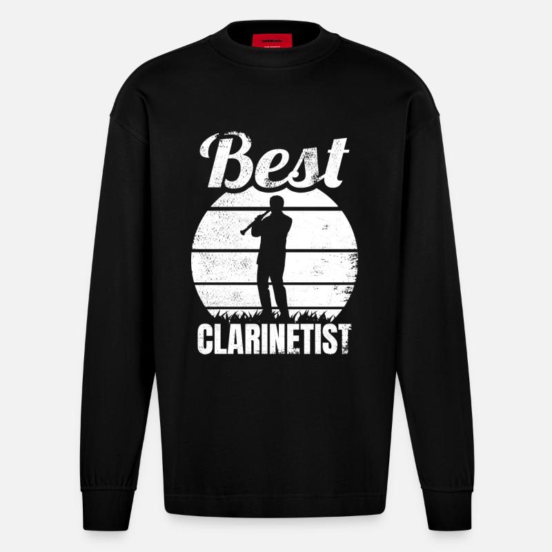 Bester Klarinettist - Heavyweight Oversized Organic Langarmshirt Made in EU - SOLID BLACK