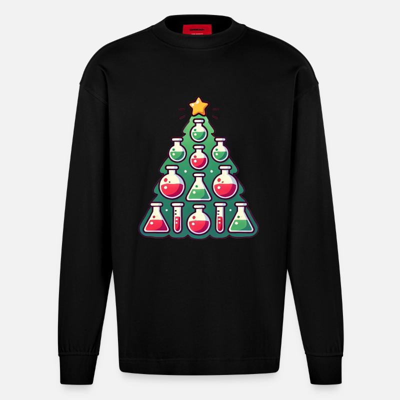 Chimie Conception d’arbre de Noël - Manches longues bio épais oversize fabriqué en UE - SOLID BLACK