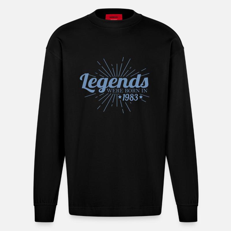 Legenden wurden 1983 geboren - Heavyweight Oversized Organic Langarmshirt Made in EU - SOLID BLACK