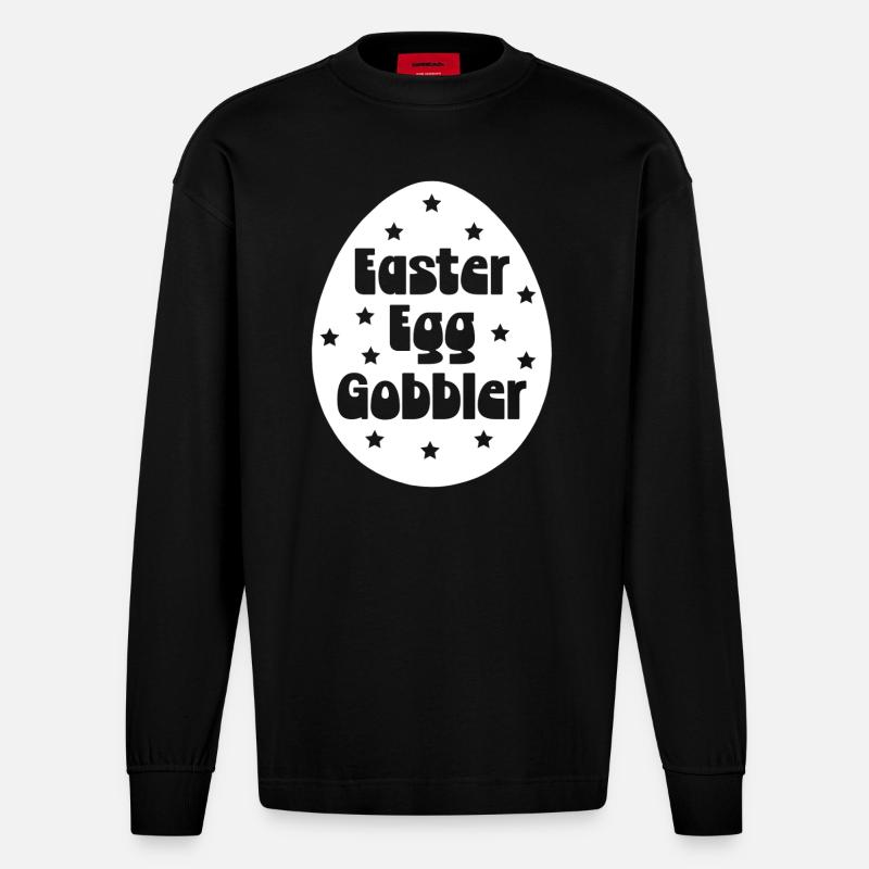 Ostereier-Gobbler - Heavyweight Oversized Organic Langarmshirt Made in EU - SOLID BLACK
