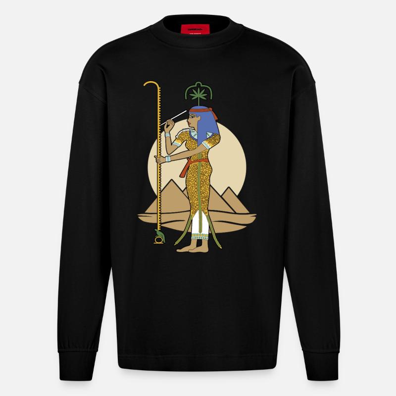 SESHAT Dame der Bücher - Heavyweight Oversized Organic Langarmshirt Made in EU - SOLID BLACK