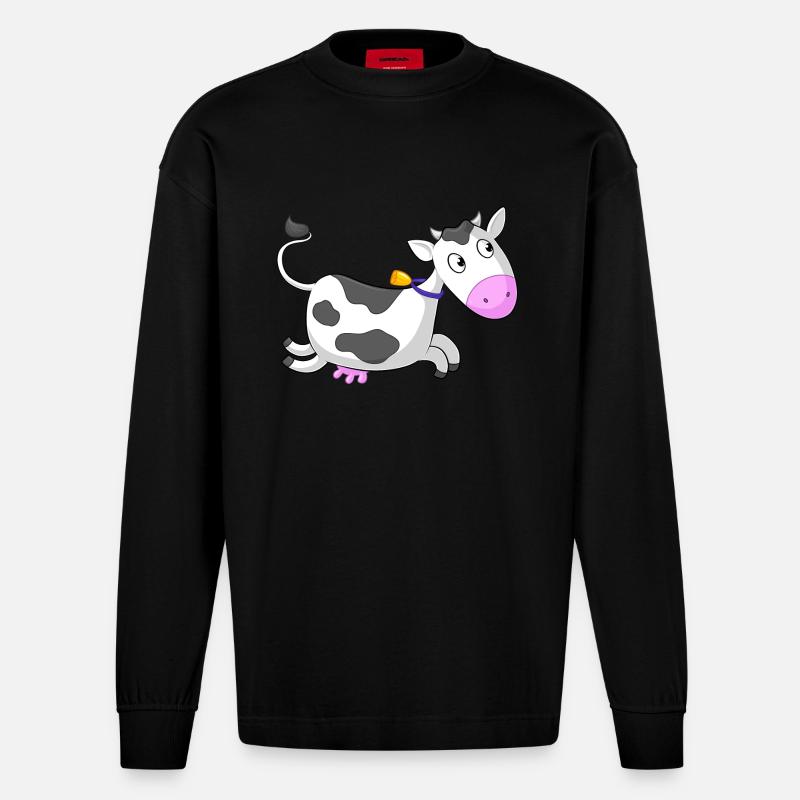 Galloping comique de vache - Manches longues bio épais oversize fabriqué en UE - SOLID BLACK