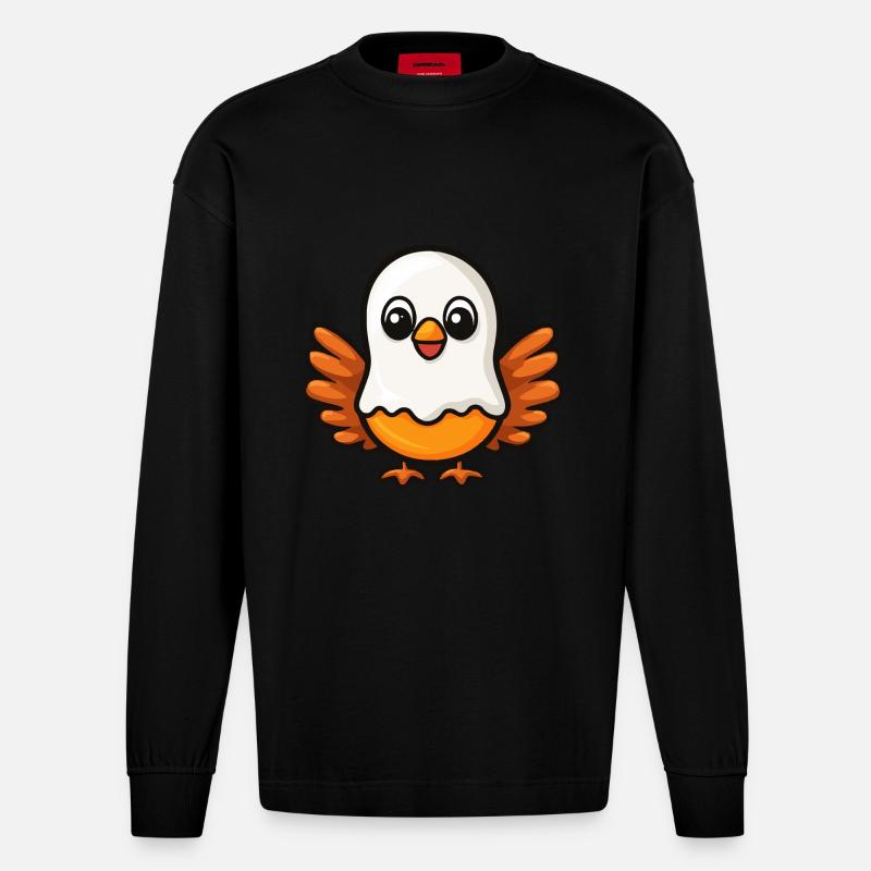 Turkey Halloween Comic Ghost - Heavyweight Oversized Organic Longsleeve Shirt Made in EU - SOLID BLACK
