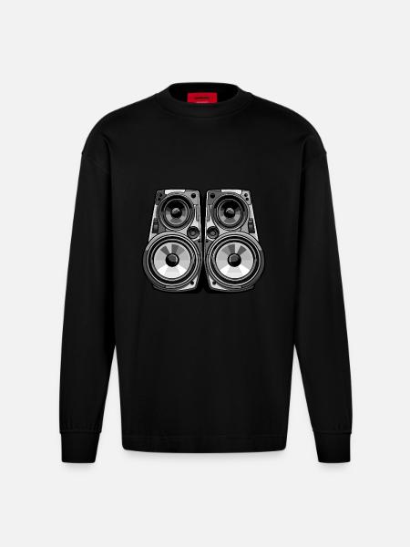 Soirée de boxe musicale - Manches longues bio épais oversize fabriqué en UE - SOLID BLACK