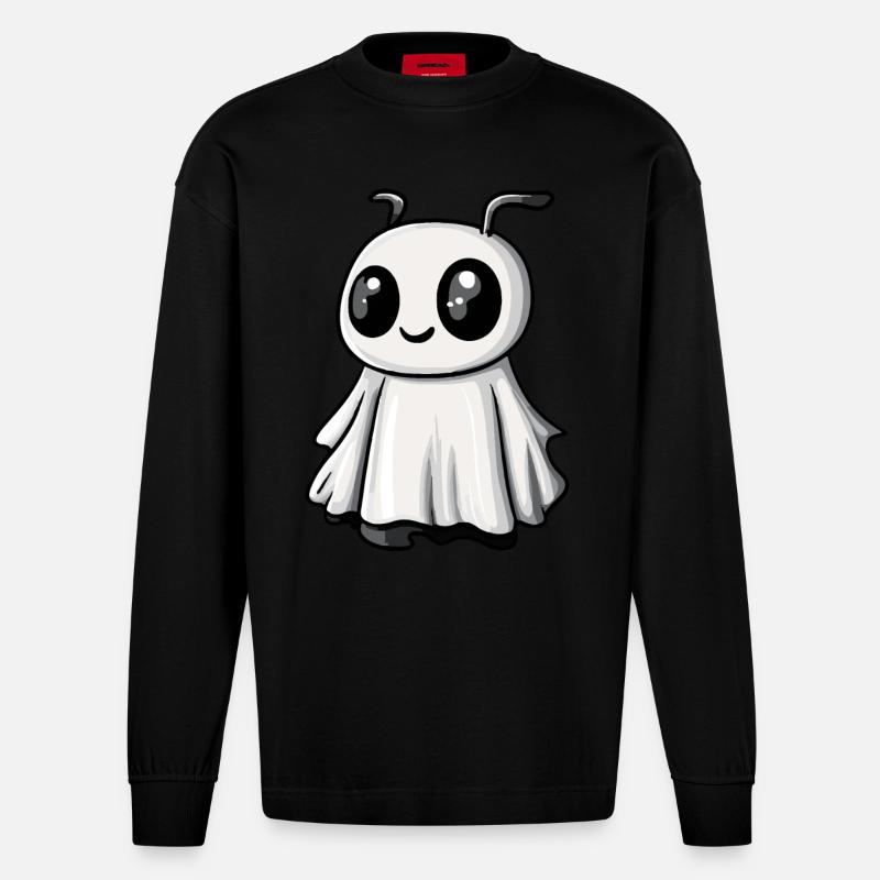Ameise Halloween Comic Geist - Heavyweight Oversized Organic Langarmshirt Made in EU - SOLID BLACK