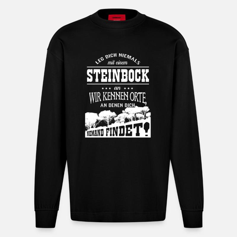 Steinbock - Heavyweight Oversized Organic Langarmshirt Made in EU - SOLID BLACK