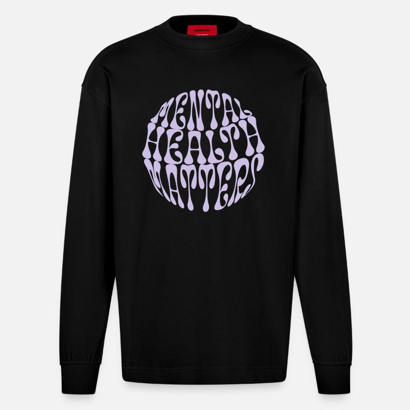 Awareness Mental health matters Statement - Heavyweight Oversized Organic Langarmshirt Made in EU - SOLID BLACK