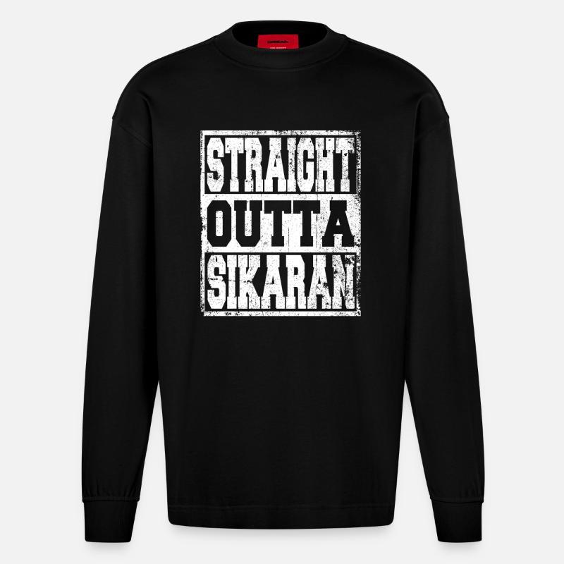 Sikaran Spruch lustig - Heavyweight Oversized Organic Langarmshirt Made in EU - SOLID BLACK