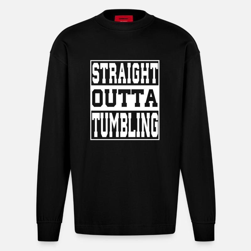 Tumbling Spruch lustig - Heavyweight Oversized Organic Langarmshirt Made in EU - SOLID BLACK