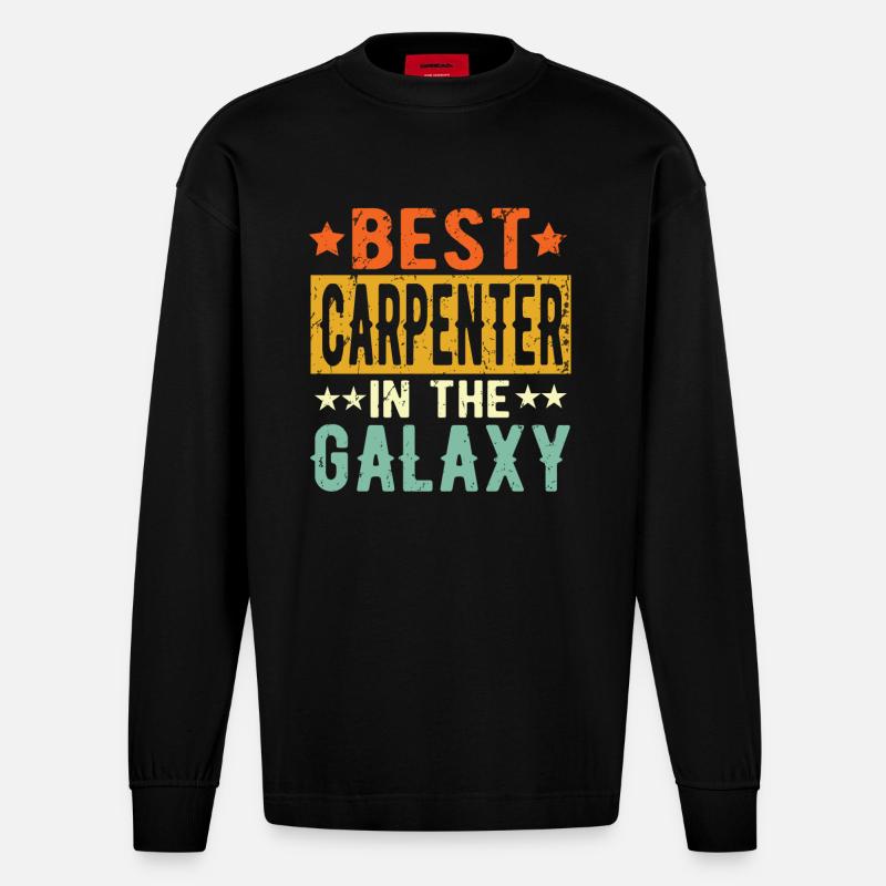 Best Handwerker ever Handwerker Geschenk - Heavyweight Oversized Organic Langarmshirt Made in EU - SOLID BLACK