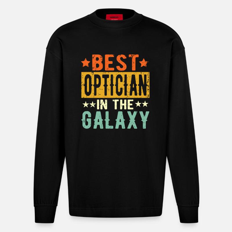 Best Optiker ever Optiker Geschenk - Heavyweight Oversized Organic Langarmshirt Made in EU - SOLID BLACK