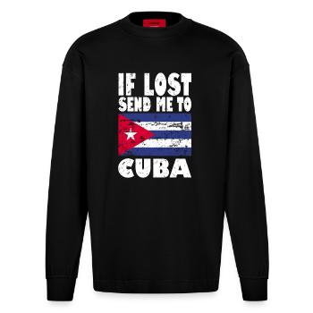 Drapeau de Cuba - Manches longues bio épais oversize fabriqué en UE - SOLID BLACK - Devant