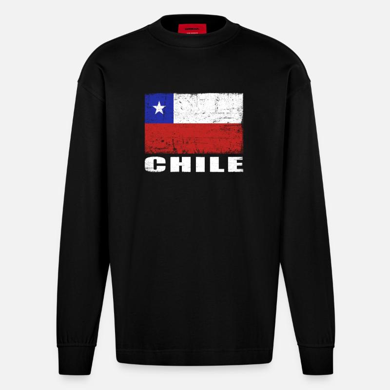 Chili Drapeau Grunge Chili Drapeau - Manches longues bio épais oversize fabriqué en UE - SOLID BLACK
