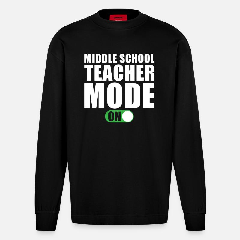 Realschullehrer Modus An - Heavyweight Oversized Organic Langarmshirt Made in EU - SOLID BLACK
