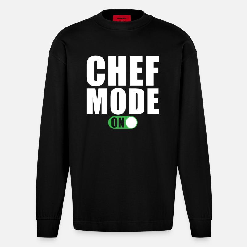 Mode Chef activé - Manches longues bio épais oversize fabriqué en UE - SOLID BLACK