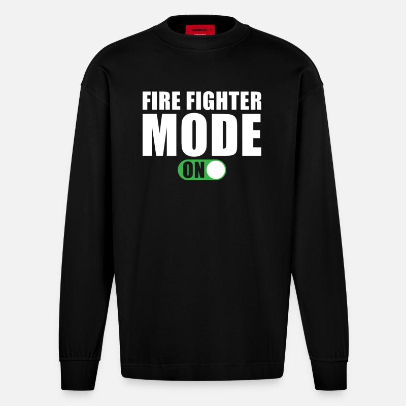 Feuerwehrmann Modus Ein - Heavyweight Oversized Organic Langarmshirt Made in EU - SOLID BLACK