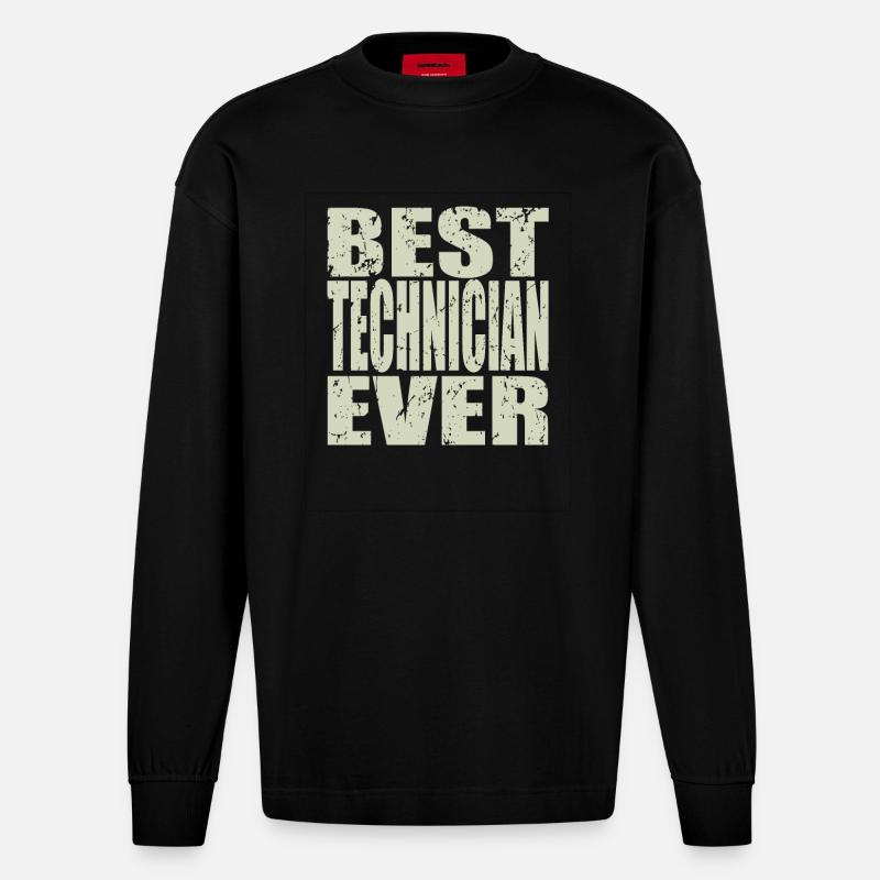 Best Techniker ever Techniker Geschenk - Heavyweight Oversized Organic Langarmshirt Made in EU - SOLID BLACK