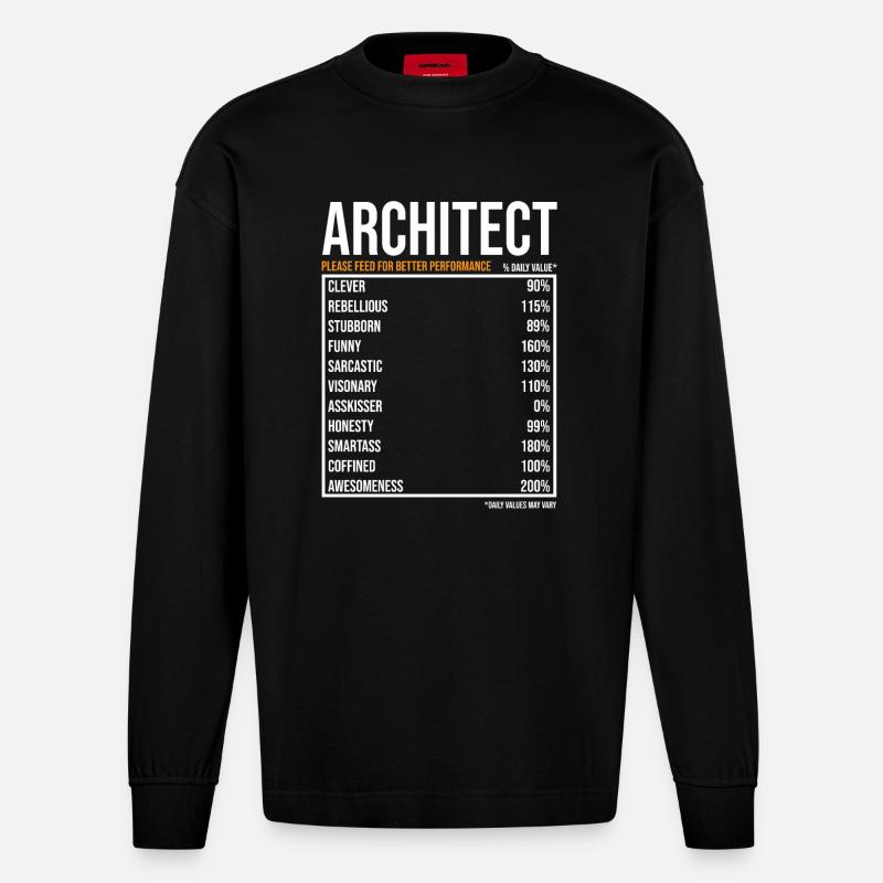 Architecte du jour Drôle d’architecte - Manches longues bio épais oversize fabriqué en UE - SOLID BLACK