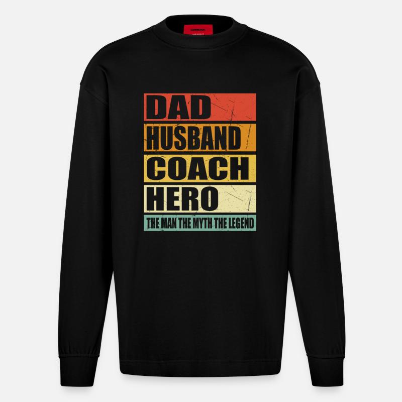 Vater Ehemann Trainer Held - Heavyweight Oversized Organic Langarmshirt Made in EU - SOLID BLACK