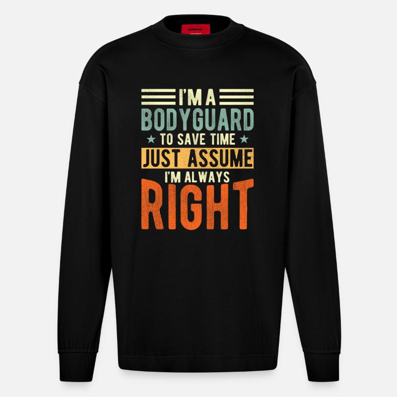 Leibwächter - Heavyweight Oversized Organic Langarmshirt Made in EU - SOLID BLACK