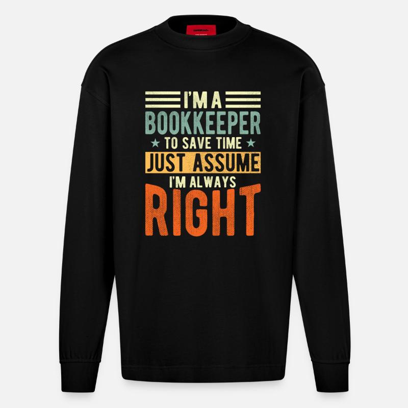 Comptable - Manches longues bio épais oversize fabriqué en UE - SOLID BLACK