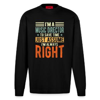 Director - Heavyweight Oversized Organic Longsleeve Shirt Made in EU - SOLID BLACK - Front