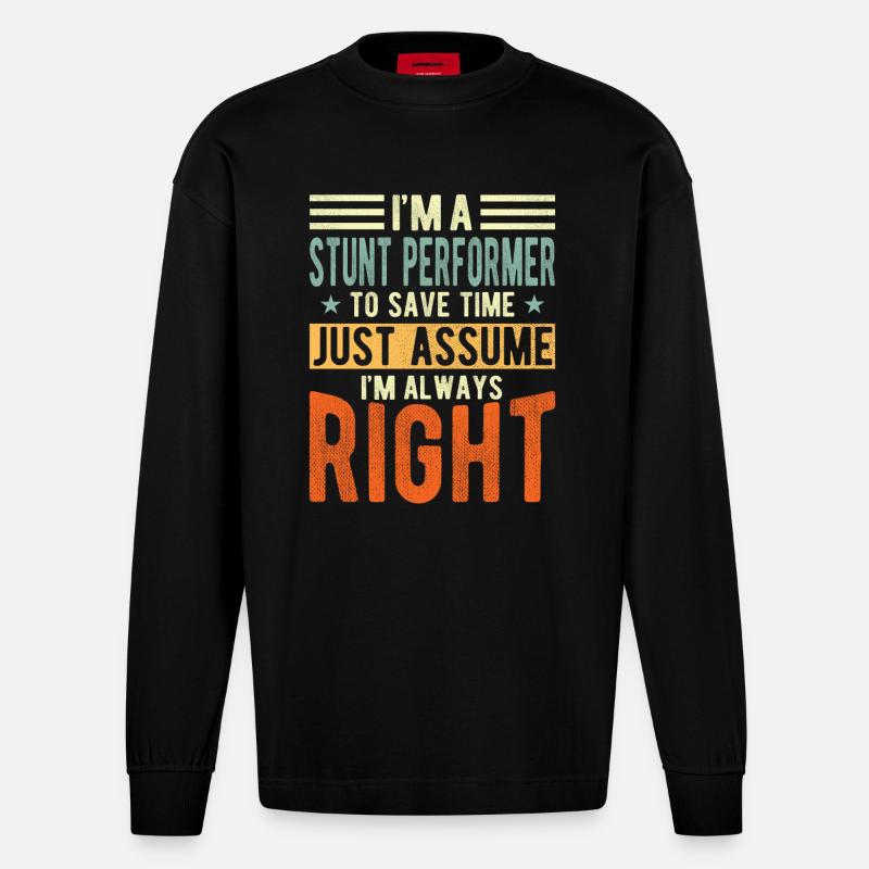 Stuntman - Heavyweight Oversized Organic Langarmshirt Made in EU - SOLID BLACK