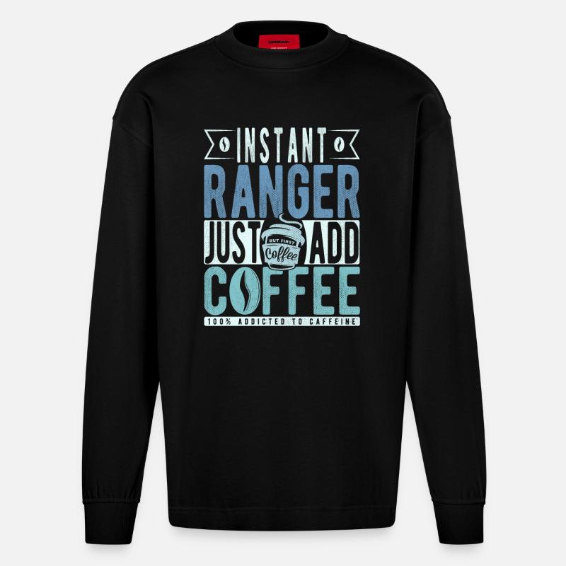 Citation de Ranger Coffee - Manches longues bio épais oversize fabriqué en UE - SOLID BLACK