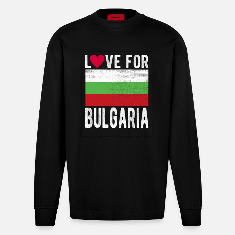 Bulgarie Souvenir - Manches longues bio épais oversize fabriqué en UE - SOLID BLACK