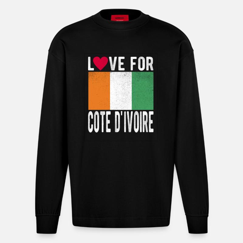 Cote D'ivoire Souvenir - Heavyweight Oversized Organic Langarmshirt Made in EU - SOLID BLACK