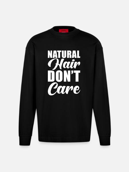 Cheveux naturels - Manches longues bio épais oversize fabriqué en UE - SOLID BLACK