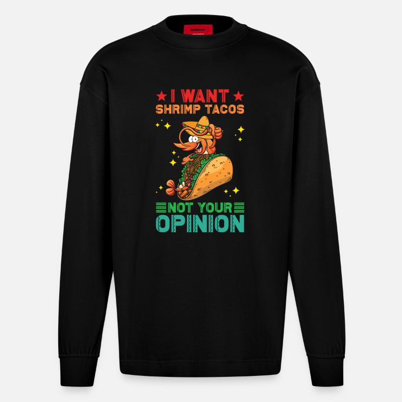Schrimp Tacos - Heavyweight Oversized Organic Langarmshirt Made in EU - SOLID BLACK