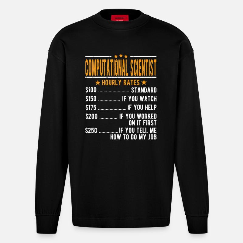 Informatiker Stundenlohn - Heavyweight Oversized Organic Langarmshirt Made in EU - SOLID BLACK