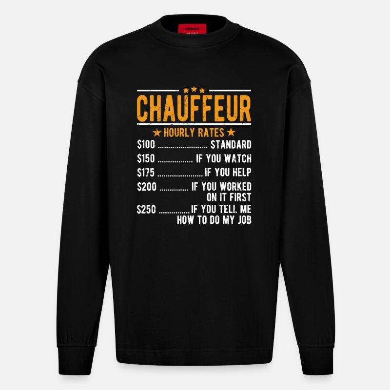 Chauffeur Stundenlohn - Heavyweight Oversized Organic Langarmshirt Made in EU - SOLID BLACK
