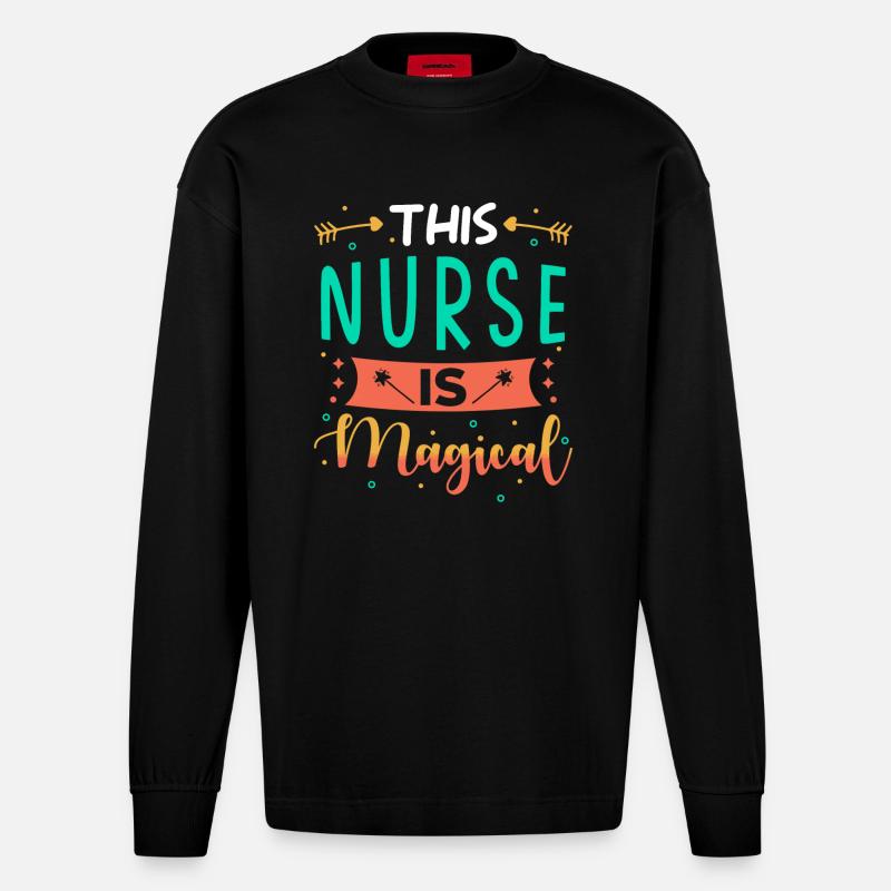 Krankenschwester Geschenk - Heavyweight Oversized Organic Langarmshirt Made in EU - SOLID BLACK