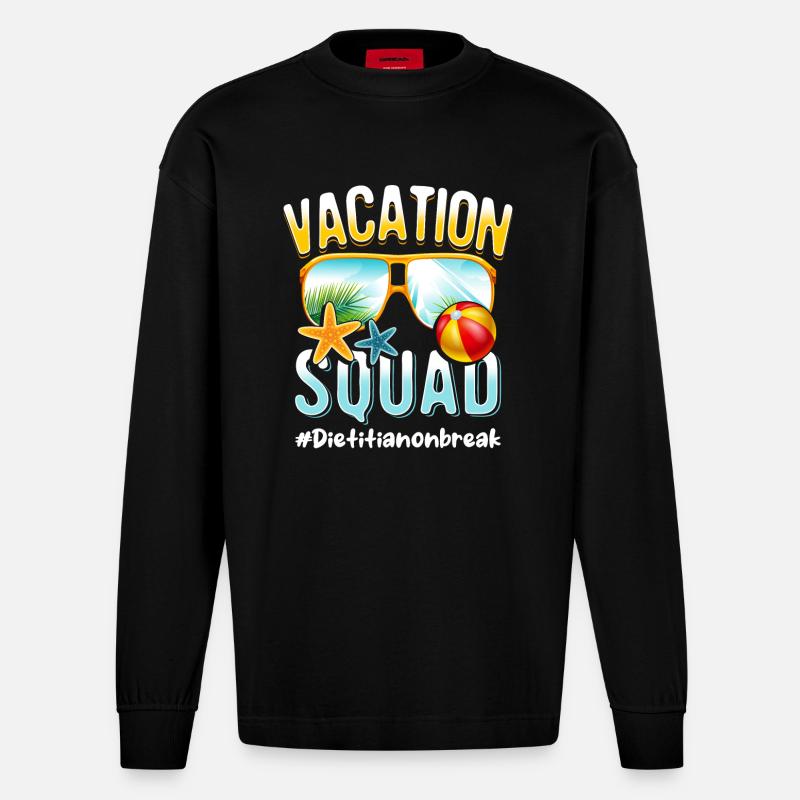 Diätassistent Vacation Squad #Dietitianonbreak - Heavyweight Oversized Organic Langarmshirt Made in EU - SOLID BLACK