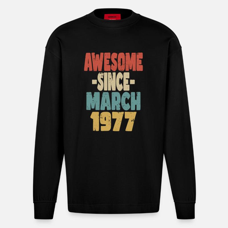 Génial mars 1977 - Manches longues bio épais oversize fabriqué en UE - SOLID BLACK