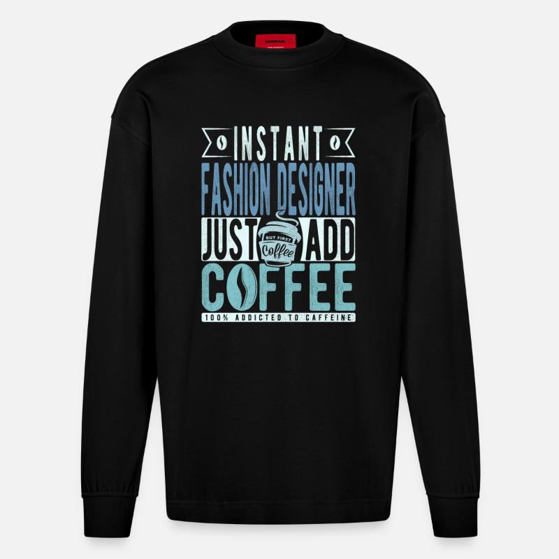 Instant-Modedesigner fügen einfach Kaffee hinzu - Heavyweight Oversized Organic Langarmshirt Made in EU - SOLID BLACK