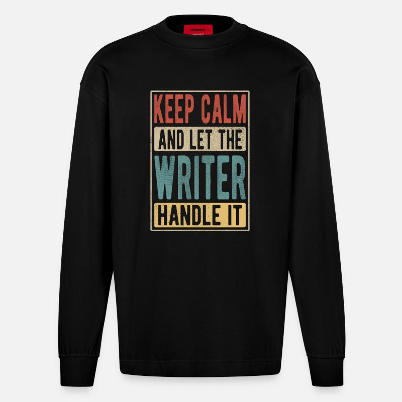 Writer Retro Geschenk - Heavyweight Oversized Organic Langarmshirt Made in EU - SOLID BLACK