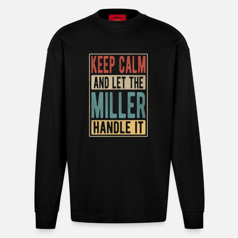 Miller Retro Geschenk - Heavyweight Oversized Organic Langarmshirt Made in EU - SOLID BLACK
