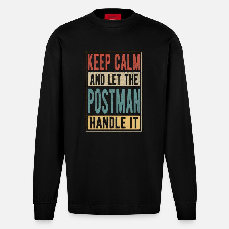 Postbote Retro Geschenk - Heavyweight Oversized Organic Langarmshirt Made in EU - SOLID BLACK