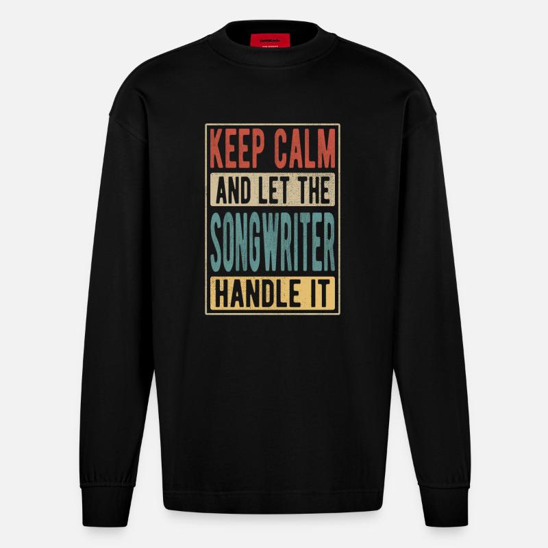 Songwriter Retro Geschenk - Heavyweight Oversized Organic Langarmshirt Made in EU - SOLID BLACK