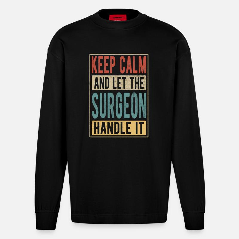 Chirurg Retro Geschenk - Heavyweight Oversized Organic Langarmshirt Made in EU - SOLID BLACK