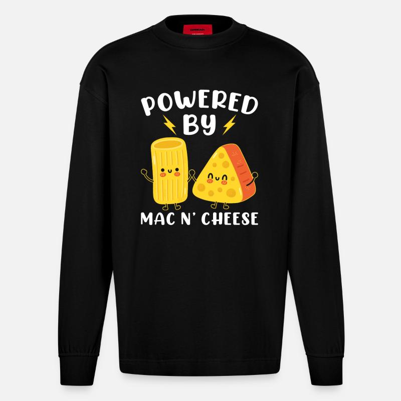 Propulsé par Mac N’Cheese - Manches longues bio épais oversize fabriqué en UE - SOLID BLACK