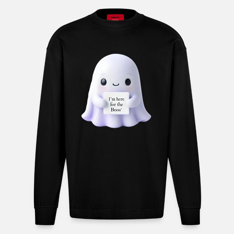 Halloween Spruch Geist Geschenkidee - Heavyweight Oversized Organic Langarmshirt Made in EU - SOLID BLACK
