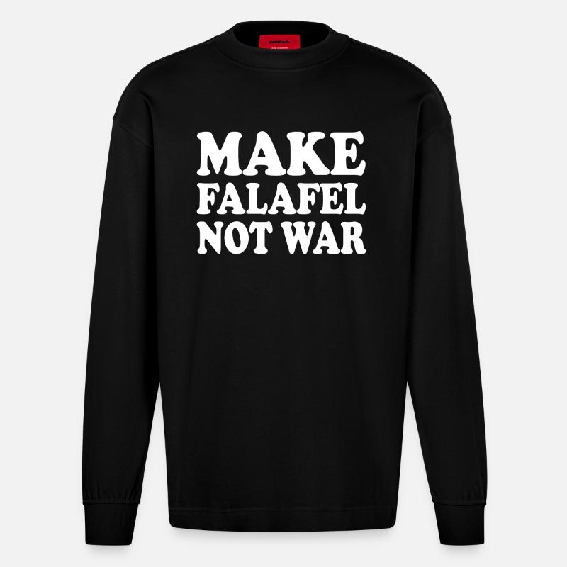 Make falafel not war - Heavyweight Oversized Organic Langarmshirt Made in EU - SOLID BLACK