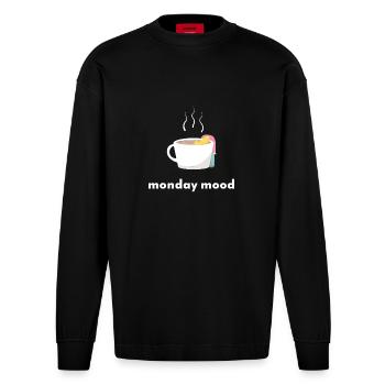 lundi humeur - Manches longues bio épais oversize fabriqué en UE - SOLID BLACK - Devant