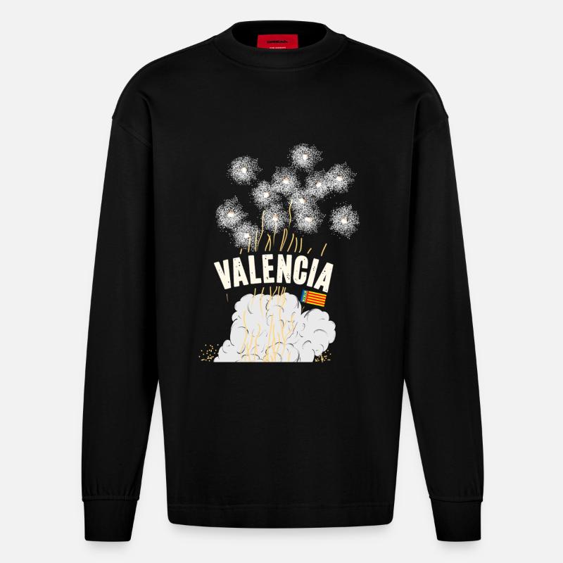 Fallas de Valencia Pyro - Heavyweight Oversized Organic Langarmshirt Made in EU - SOLID BLACK